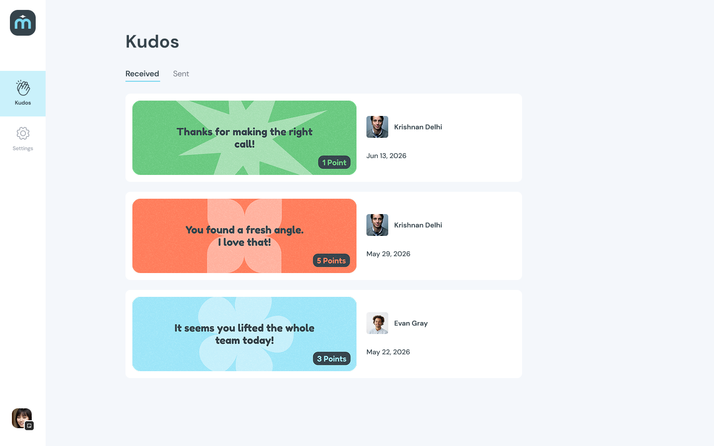 The Kudos collection in the Mana app
